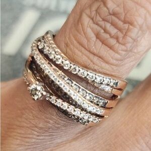 Levian Diamond Multi-Row Crossover Ring 7/8 ct tw 14K Strawberry Gold